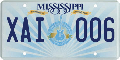MS license plate XAI006