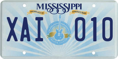 MS license plate XAI010