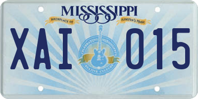MS license plate XAI015