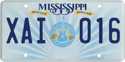MS license plate XAI016