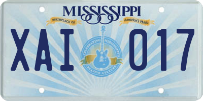 MS license plate XAI017