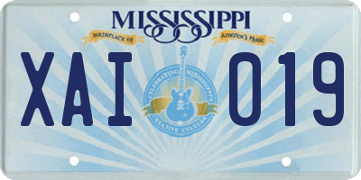 MS license plate XAI019