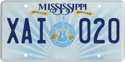 MS license plate XAI020