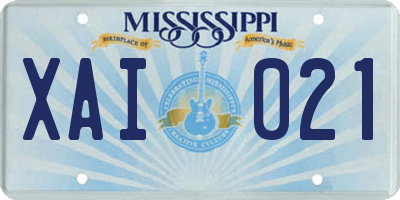 MS license plate XAI021