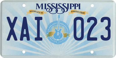 MS license plate XAI023