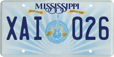 MS license plate XAI026