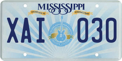 MS license plate XAI030