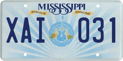MS license plate XAI031