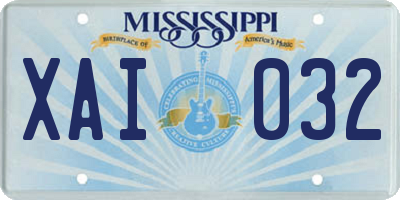 MS license plate XAI032