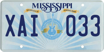 MS license plate XAI033