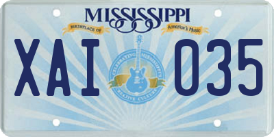 MS license plate XAI035