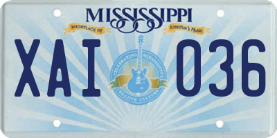 MS license plate XAI036
