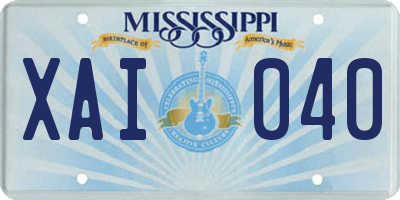 MS license plate XAI040
