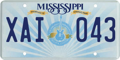 MS license plate XAI043