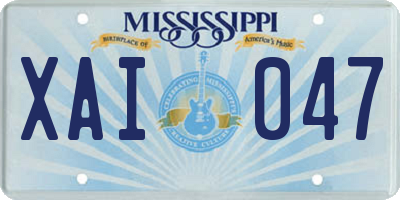 MS license plate XAI047