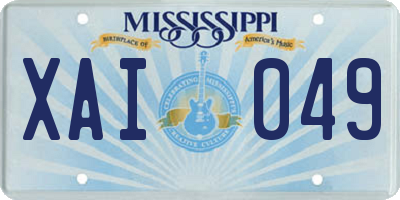 MS license plate XAI049