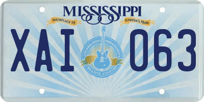 MS license plate XAI063