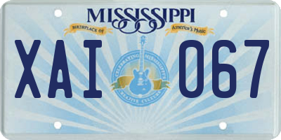 MS license plate XAI067