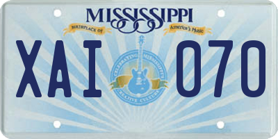 MS license plate XAI070