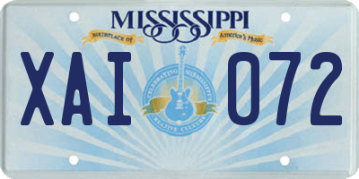 MS license plate XAI072
