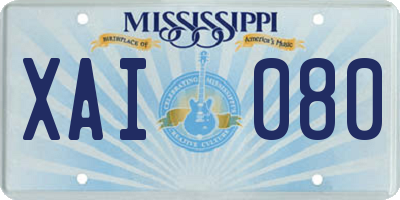MS license plate XAI080
