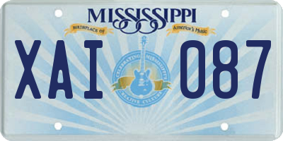 MS license plate XAI087