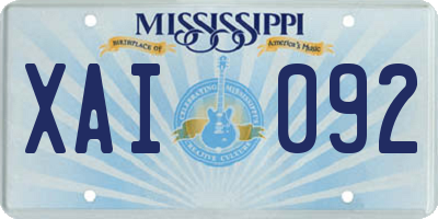 MS license plate XAI092