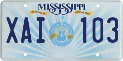 MS license plate XAI103