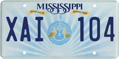 MS license plate XAI104