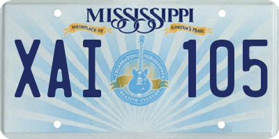 MS license plate XAI105