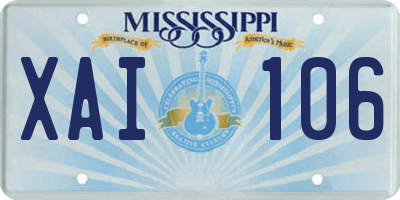 MS license plate XAI106