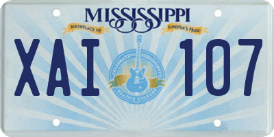 MS license plate XAI107
