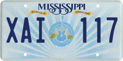 MS license plate XAI117