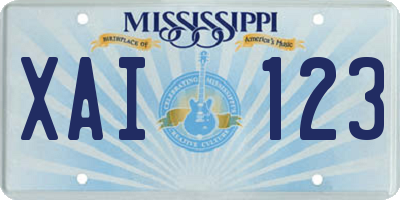 MS license plate XAI123