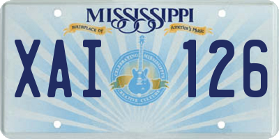 MS license plate XAI126