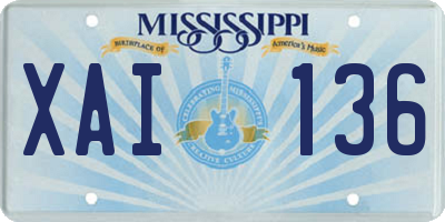 MS license plate XAI136