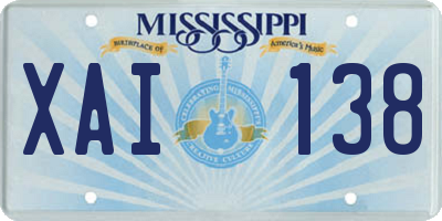 MS license plate XAI138