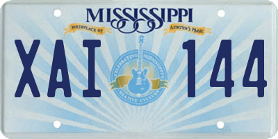 MS license plate XAI144
