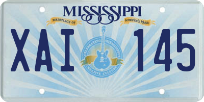 MS license plate XAI145