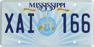 MS license plate XAI166