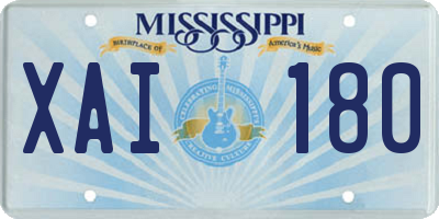 MS license plate XAI180