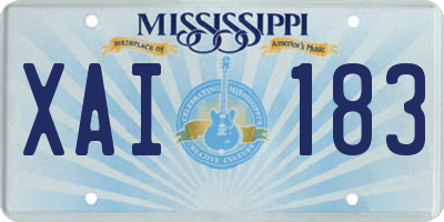 MS license plate XAI183