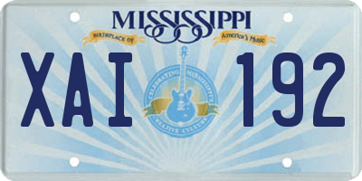 MS license plate XAI192