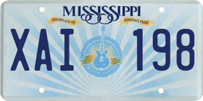MS license plate XAI198