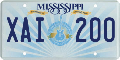 MS license plate XAI200