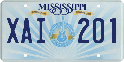 MS license plate XAI201