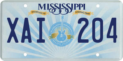 MS license plate XAI204