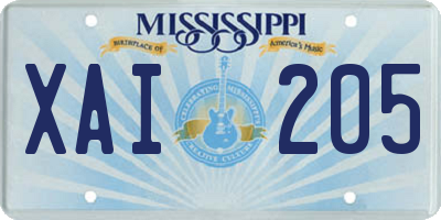 MS license plate XAI205