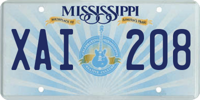 MS license plate XAI208