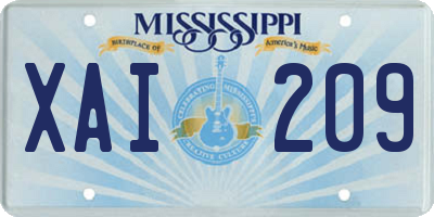 MS license plate XAI209